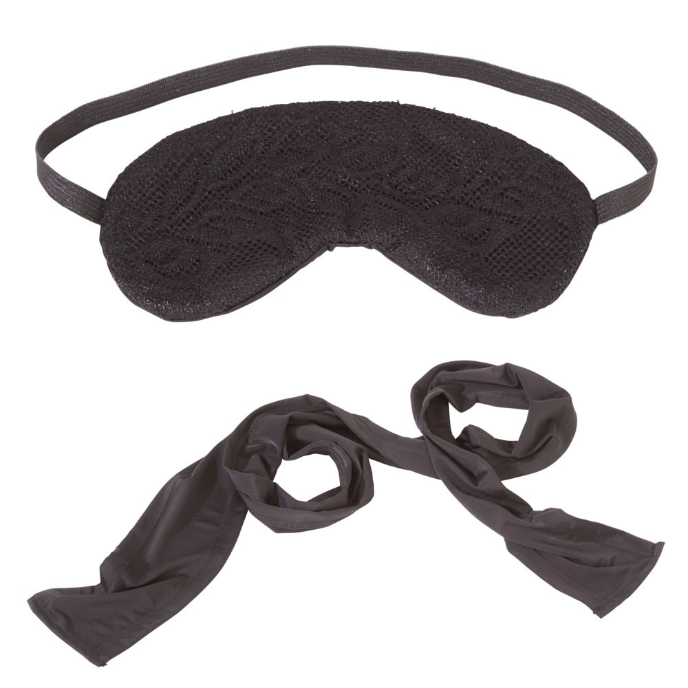 3-teiliges Bondageset mit Slip aus Spitze, Maske und Schal