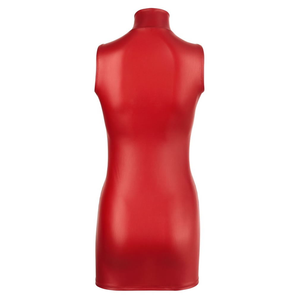 Red Wetlook Mini Dress with a Rhinestone Zip