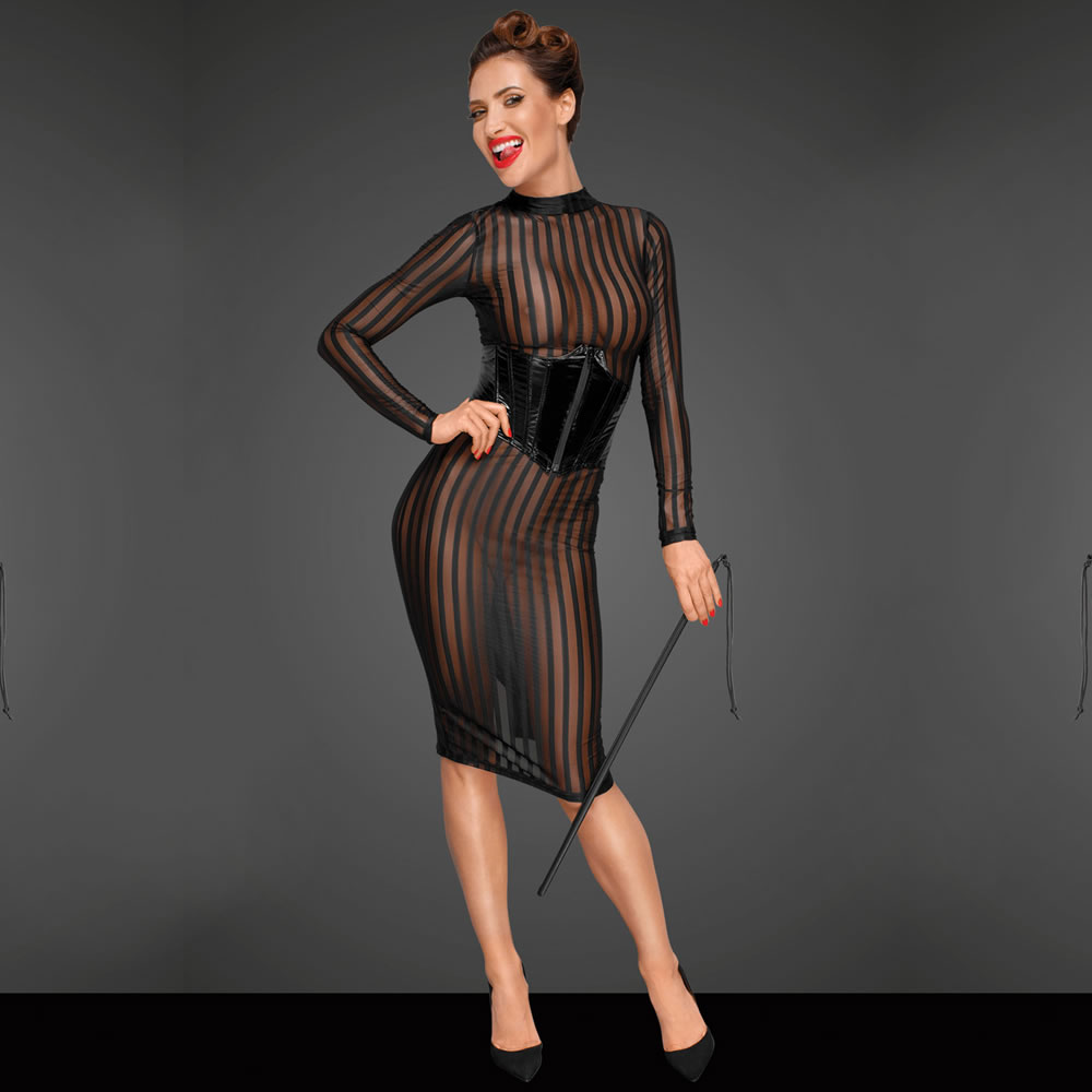 Noir Transparent Dress with Stripes
