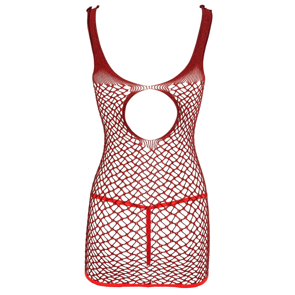 Rotes Kleid aus Netz mit Spitzen String