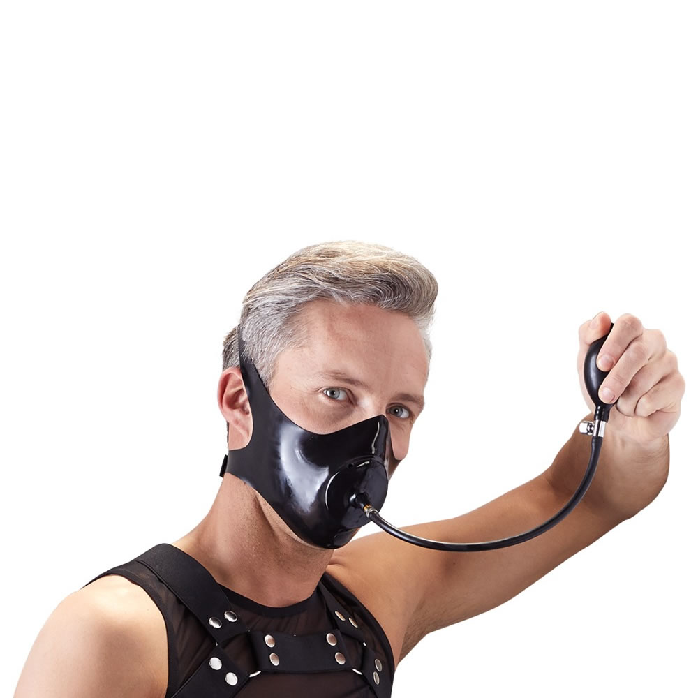 Latex Mask with Gag and Pump