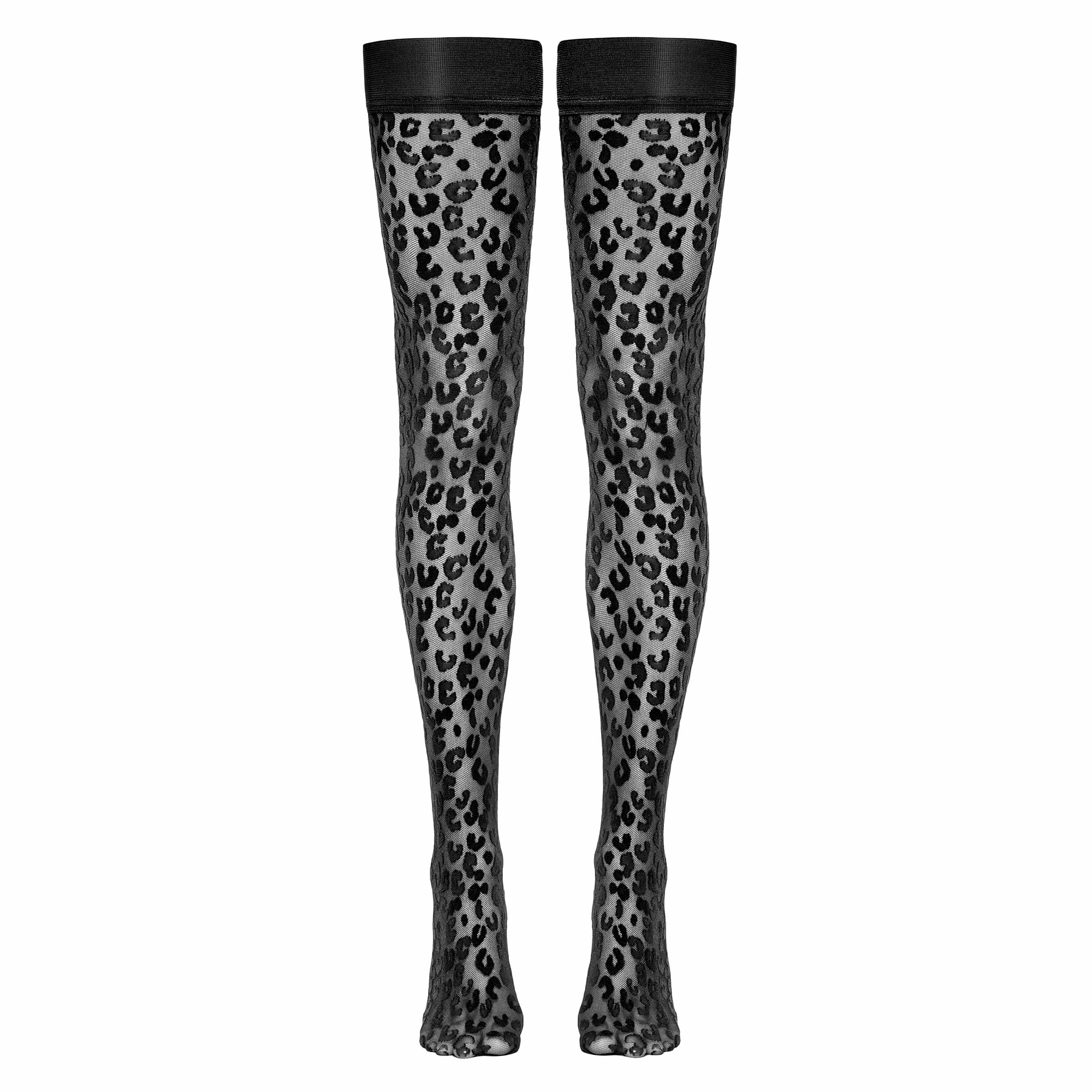 Stay-Up Stockings with Leopard Pattern