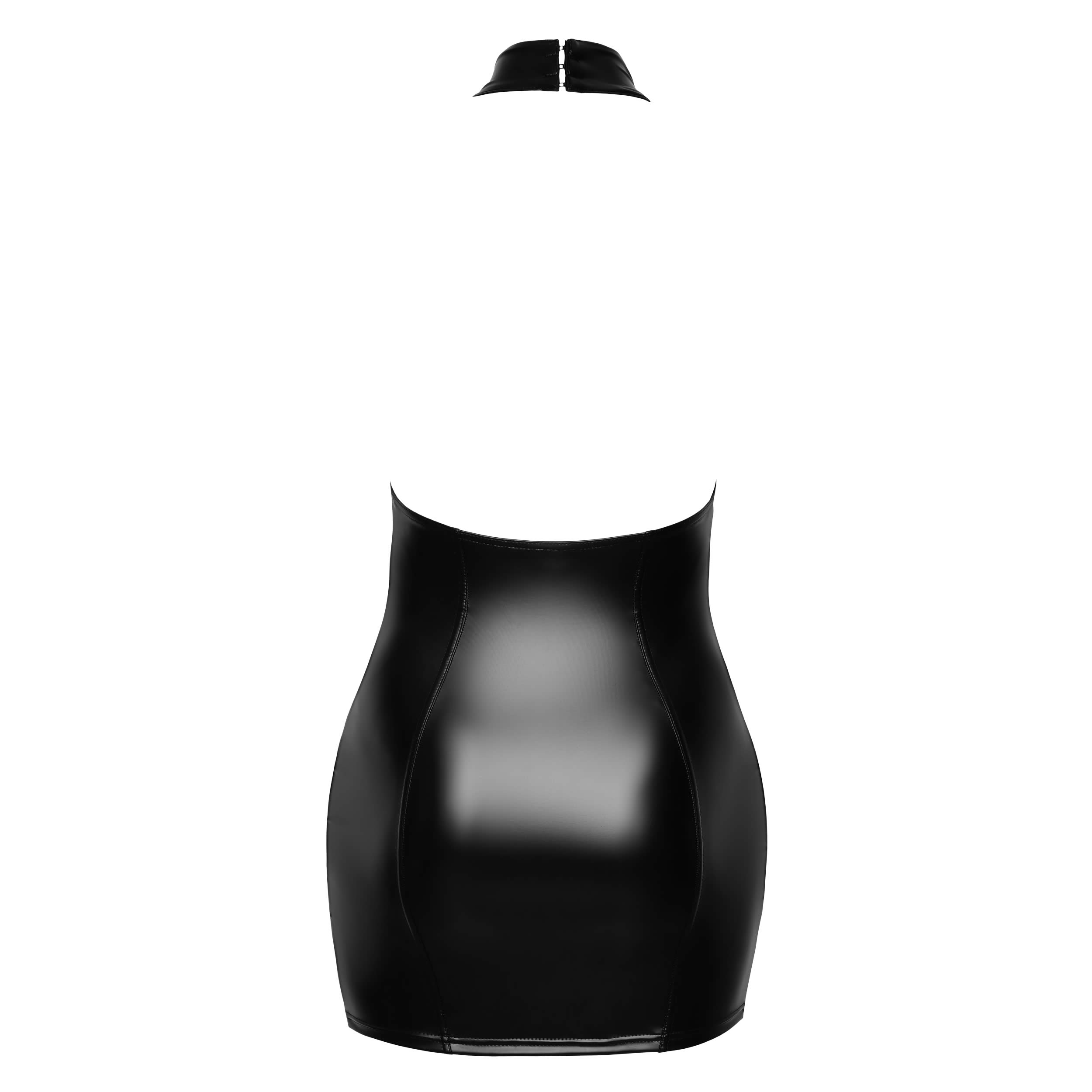 Noir Kleid im Wetlook mit Samtflockprint-Tll