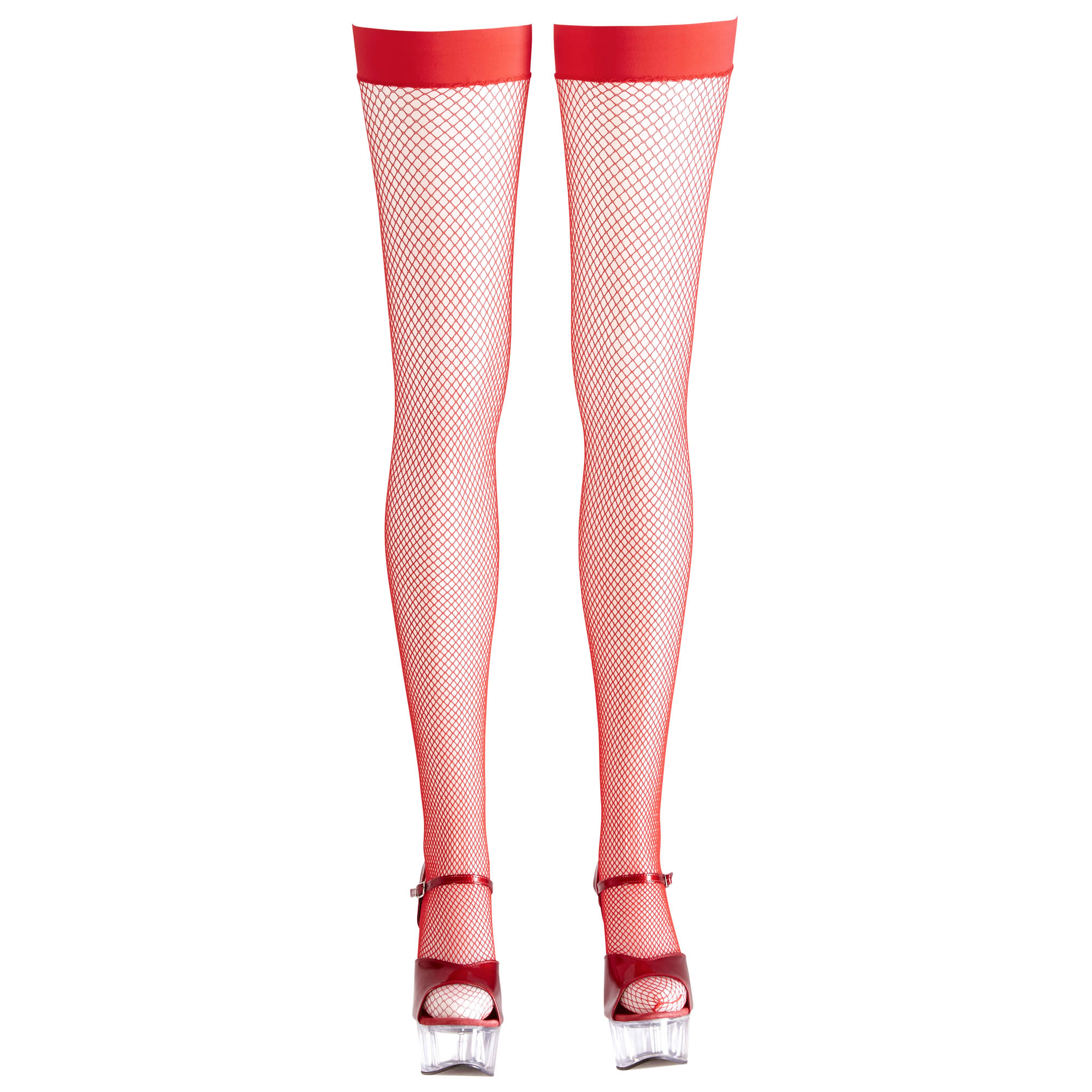 Stay-Up Net Stockings in Red