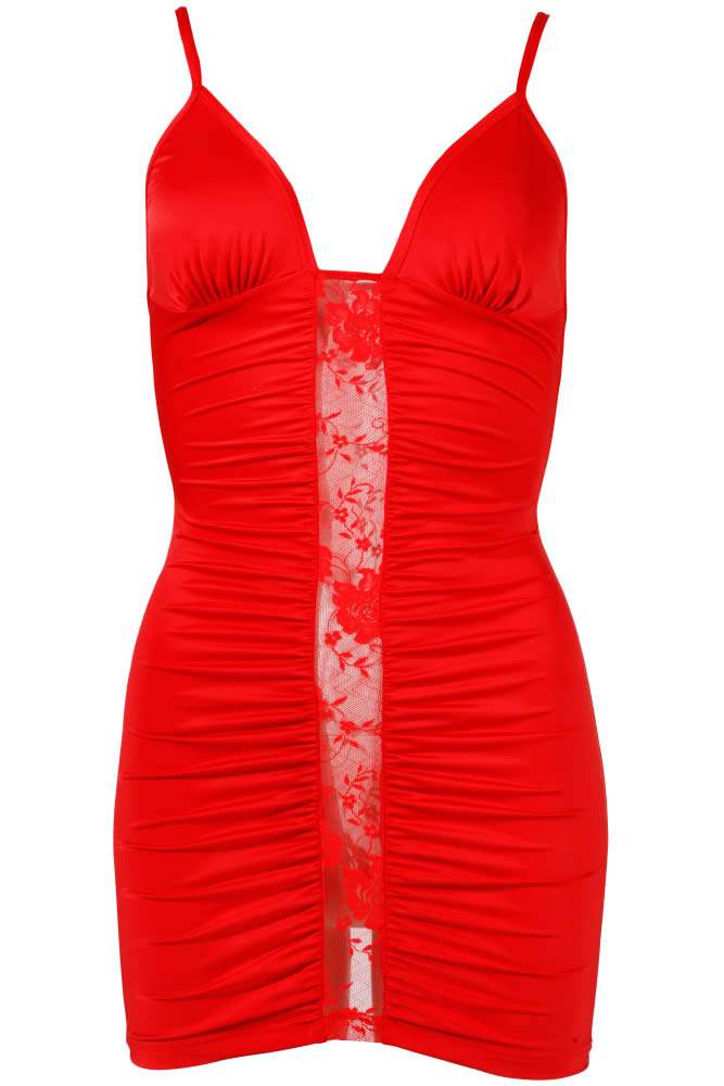 Red Mini Dress with Ruffles and Lace