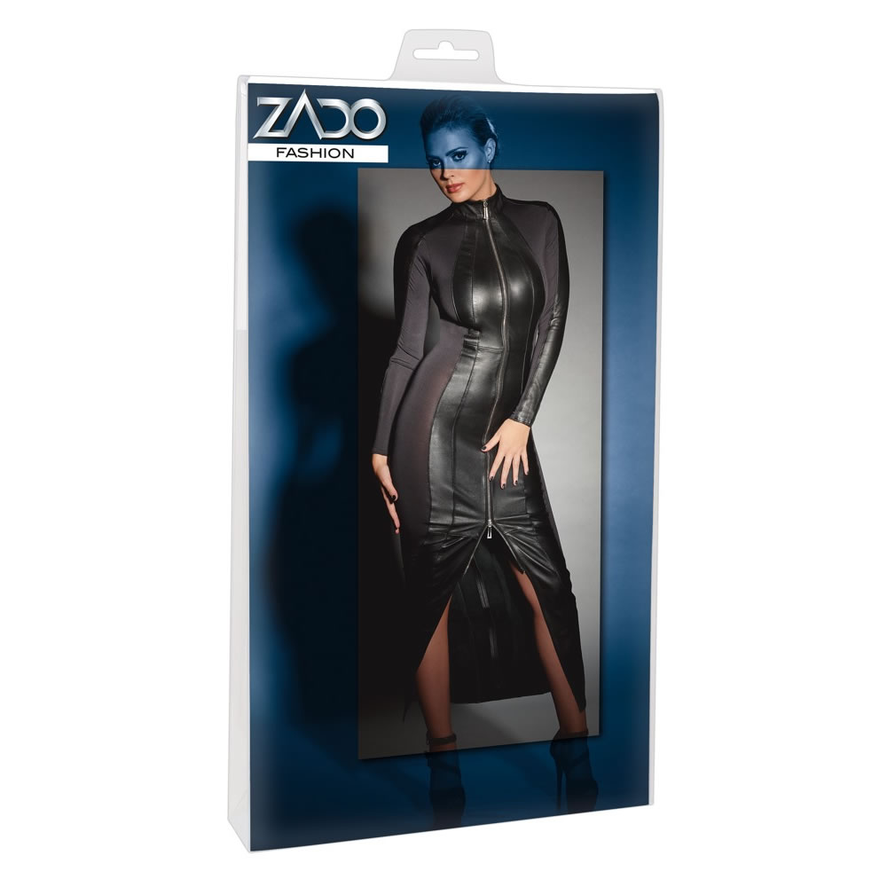 Leder-Kleid mit 2-Wege-Zip