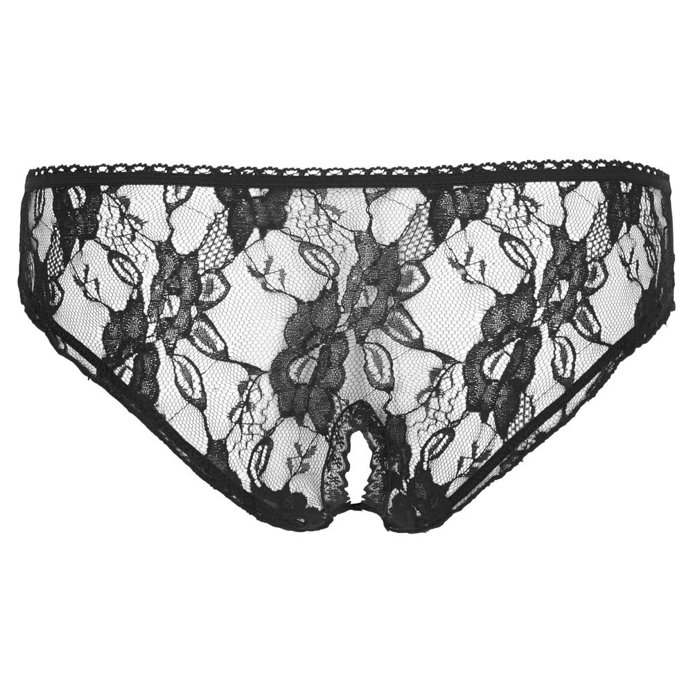 Crotchless Lace Panties in Black