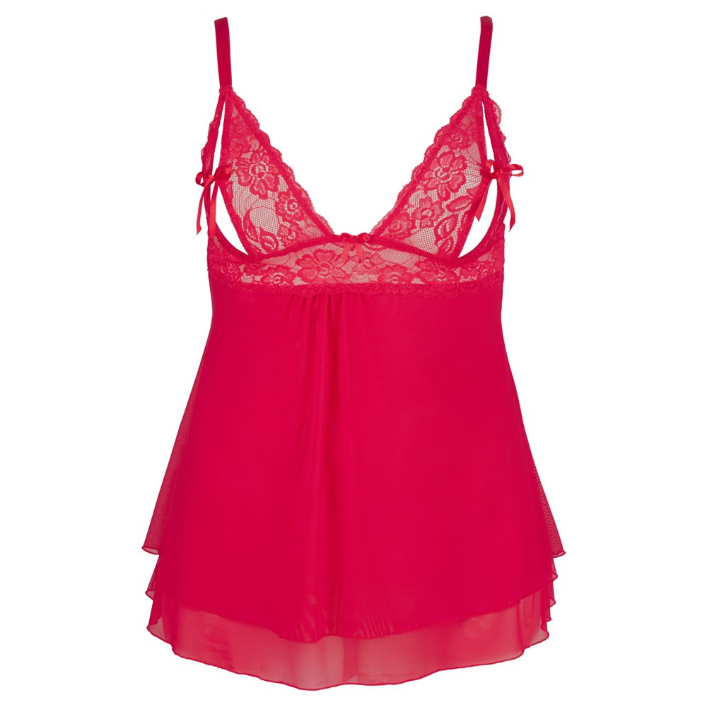 Plus Size Lace Babydoll with Slits in the Cups in Red