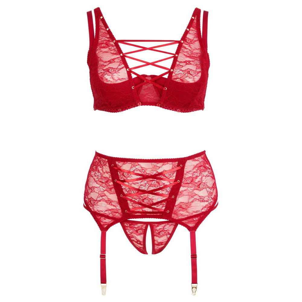 Red Plus Size Lace Lingerie Set