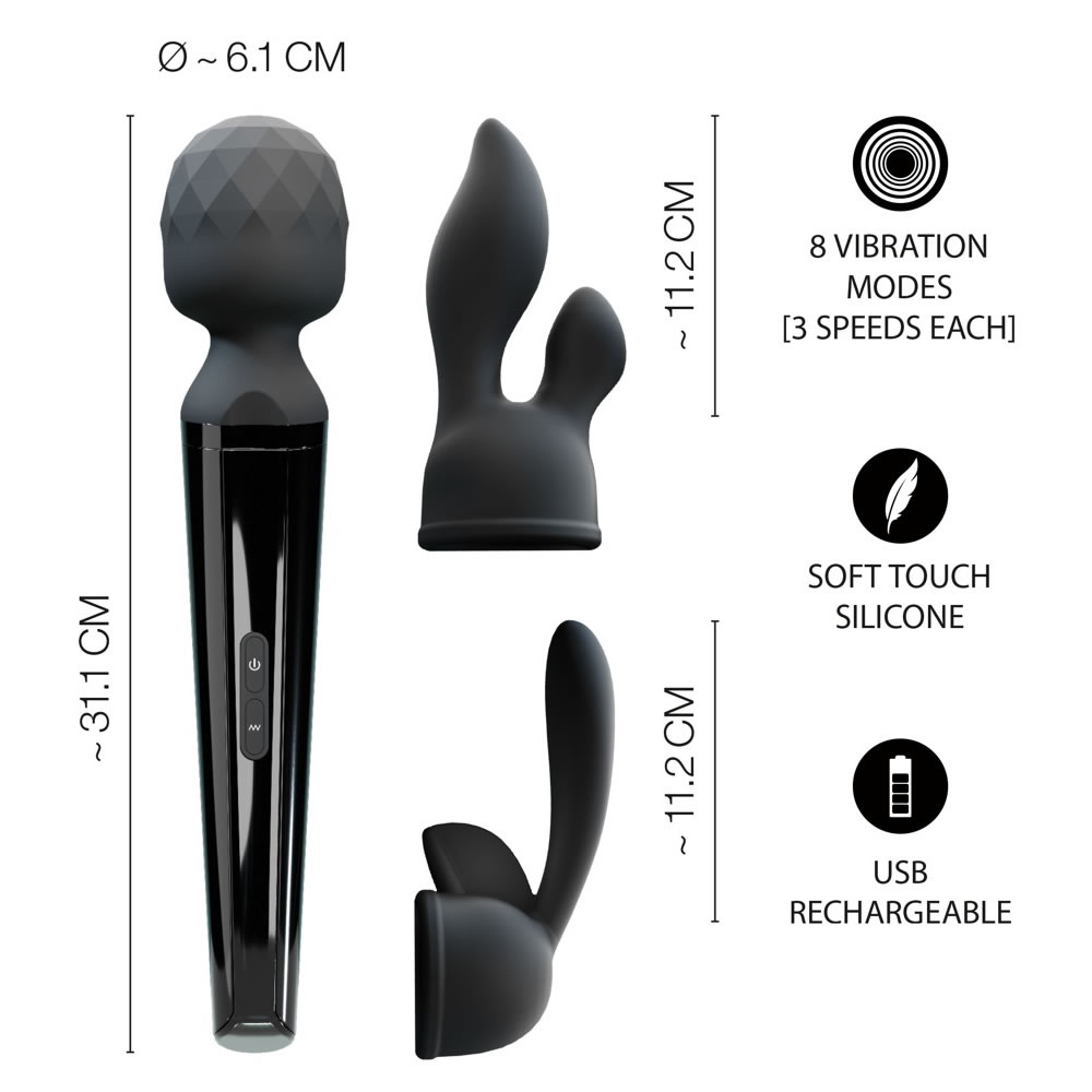 Wand Vibrator with 2 Attachments