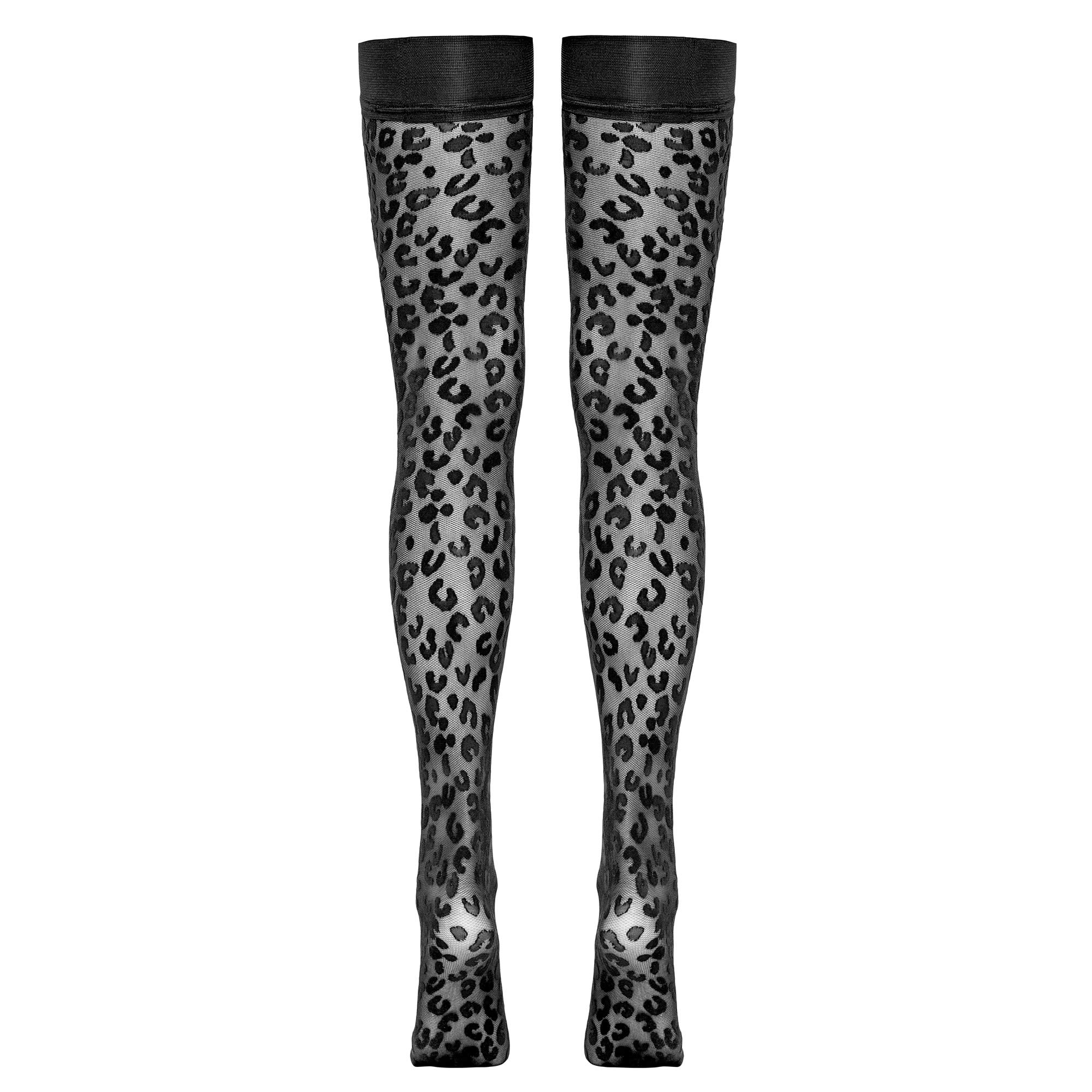 Stay-Up Stockings with Leopard Pattern