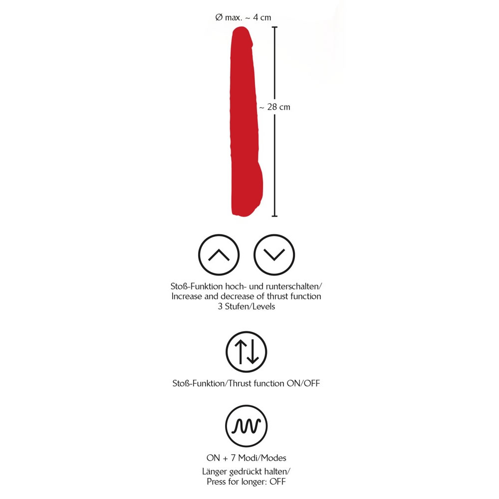 Red Push Vibrator med Stdfunktion