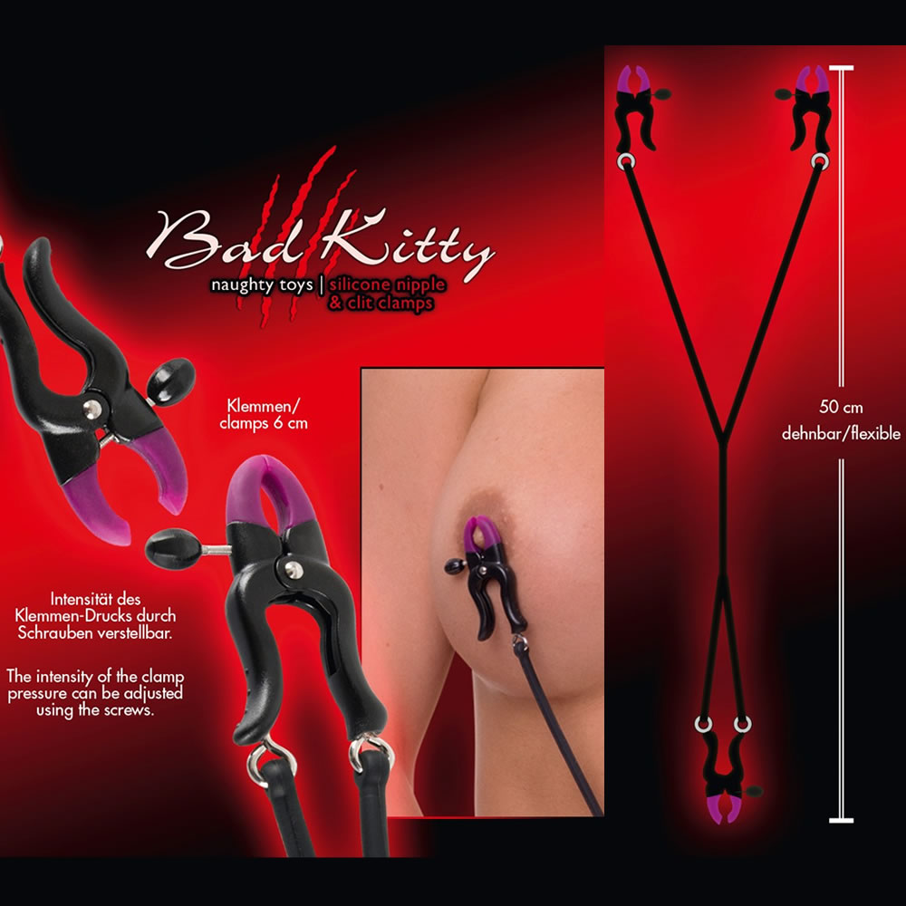 Bad Kitty Silicone Nipple Clamps with Clitoris