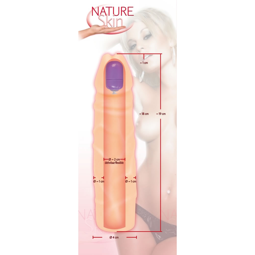 Nature Skin Penis Sleeve with Bullet Vibrator