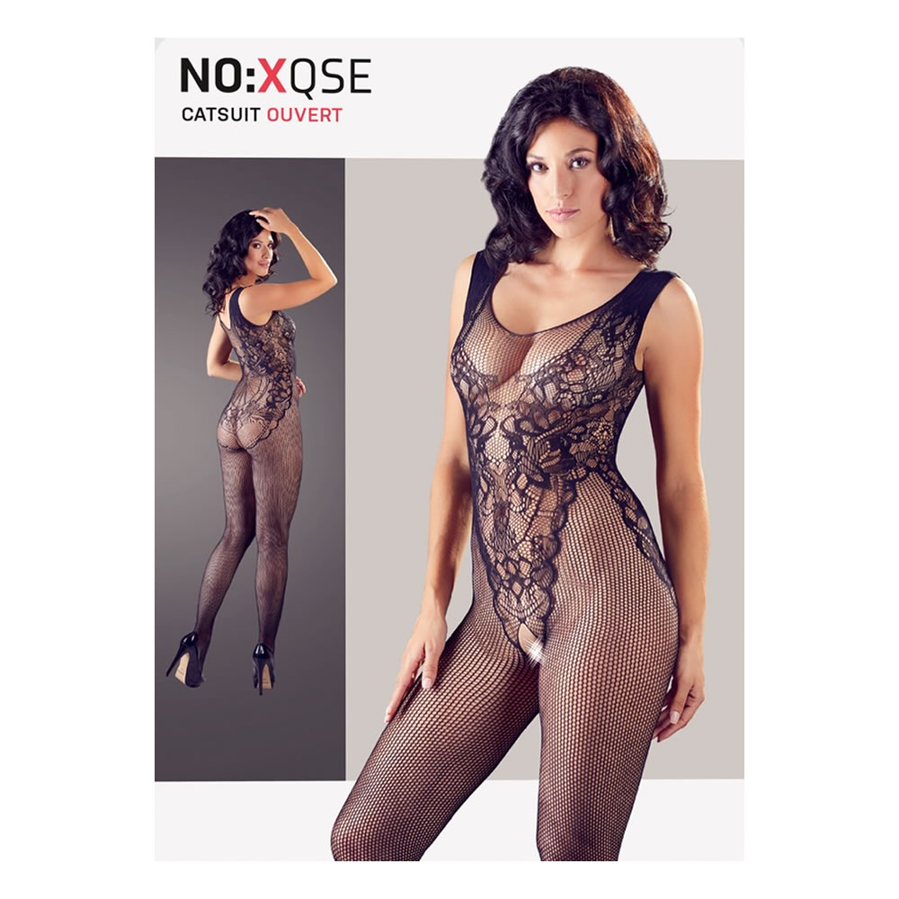 Net Catsuit with Lace Body Design
