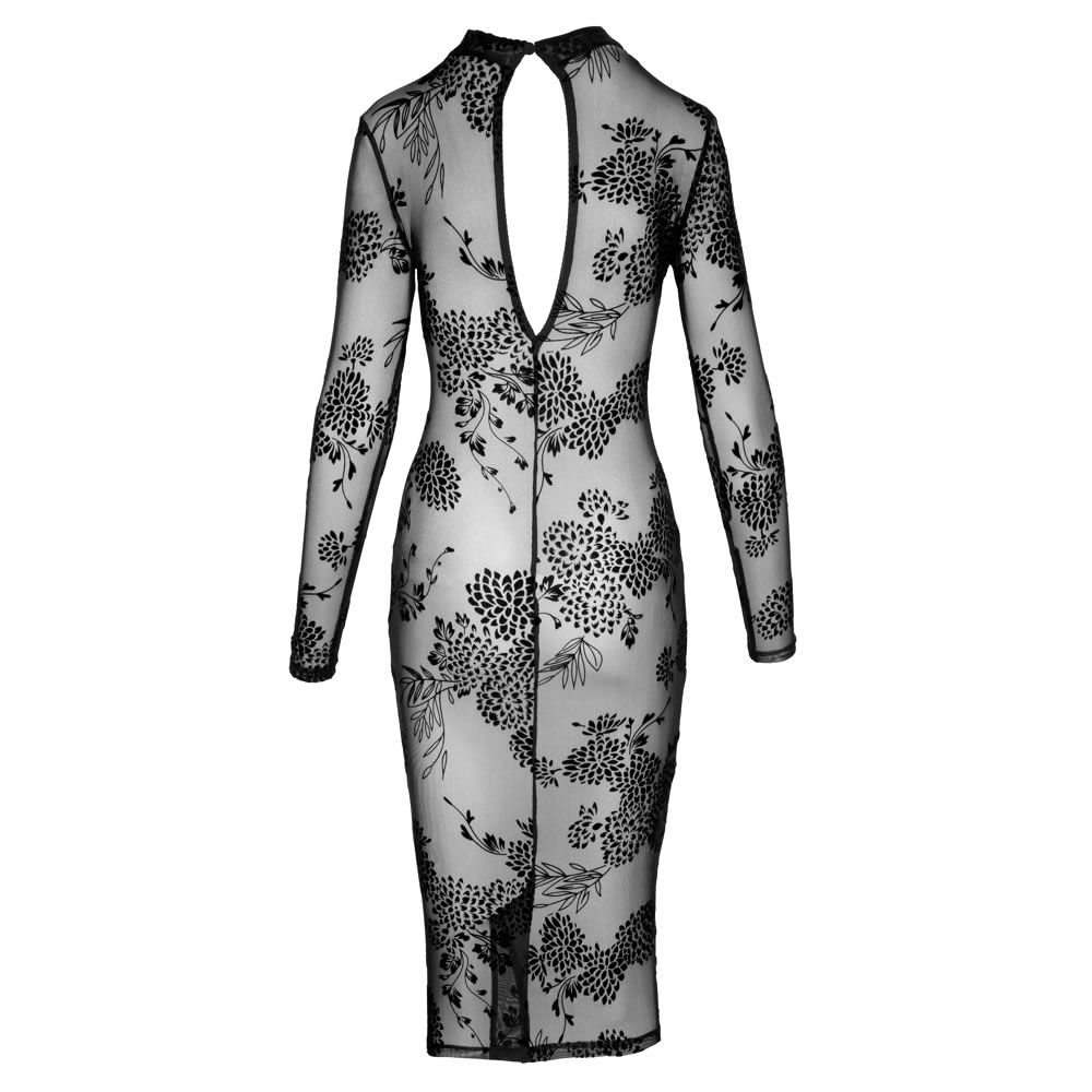 Noir Dress with Velvet Flock Print
