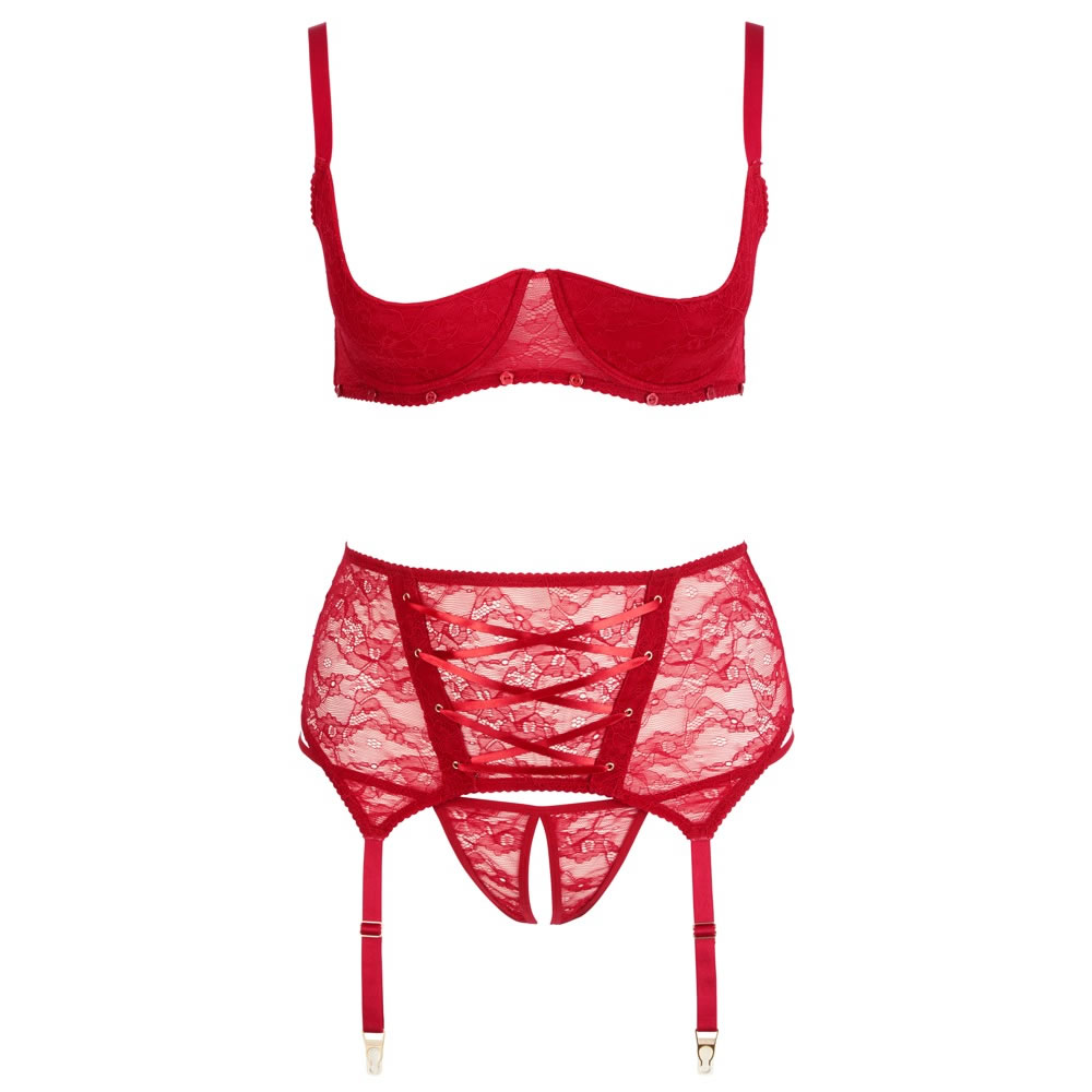 Red Plus Size Lace Lingerie Set