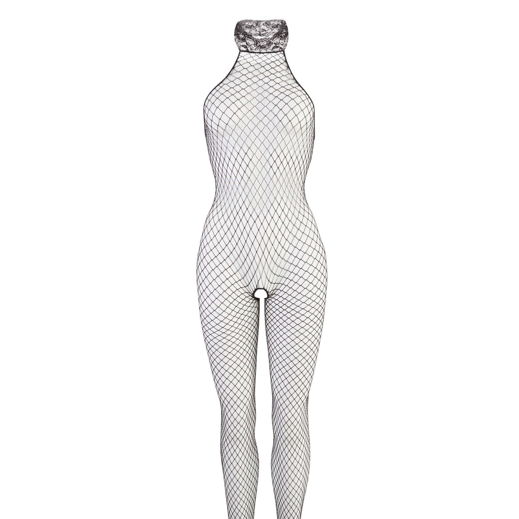 Net Catsuit with Lace Collar