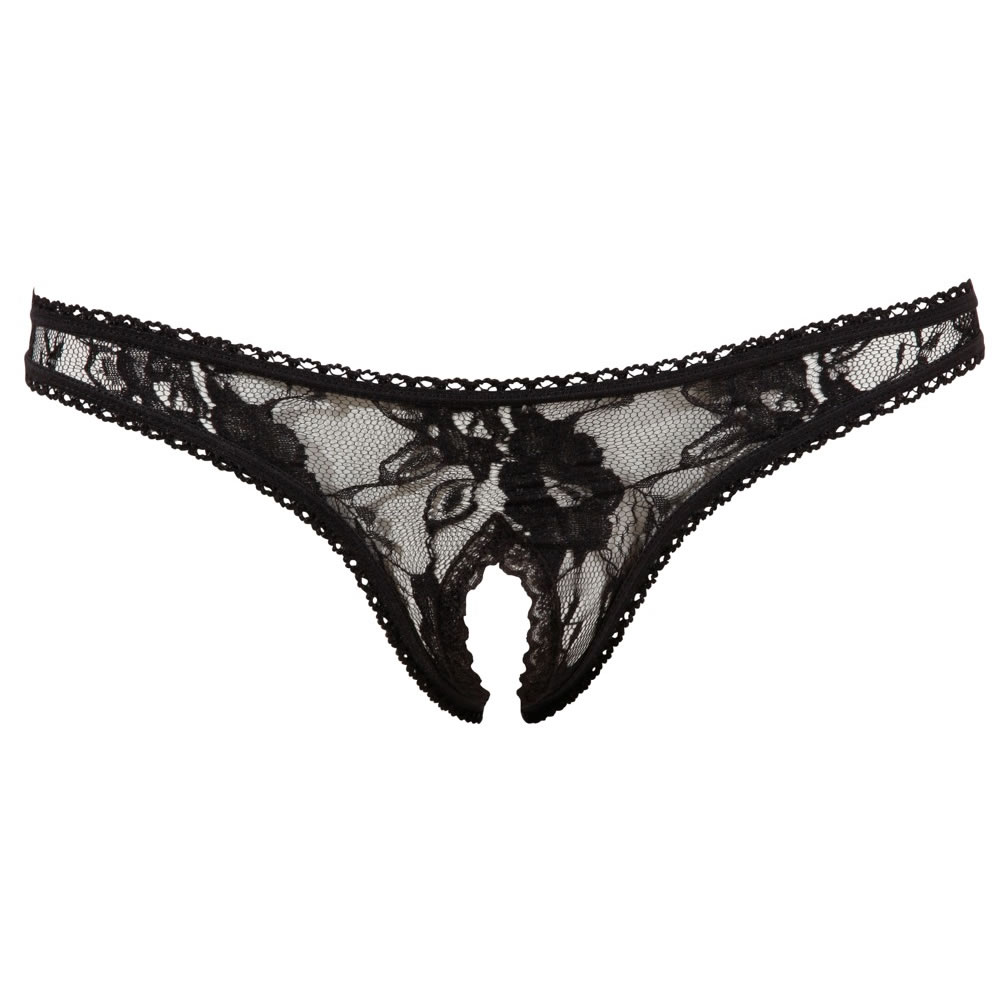 Crotchless Black Lace Thong
