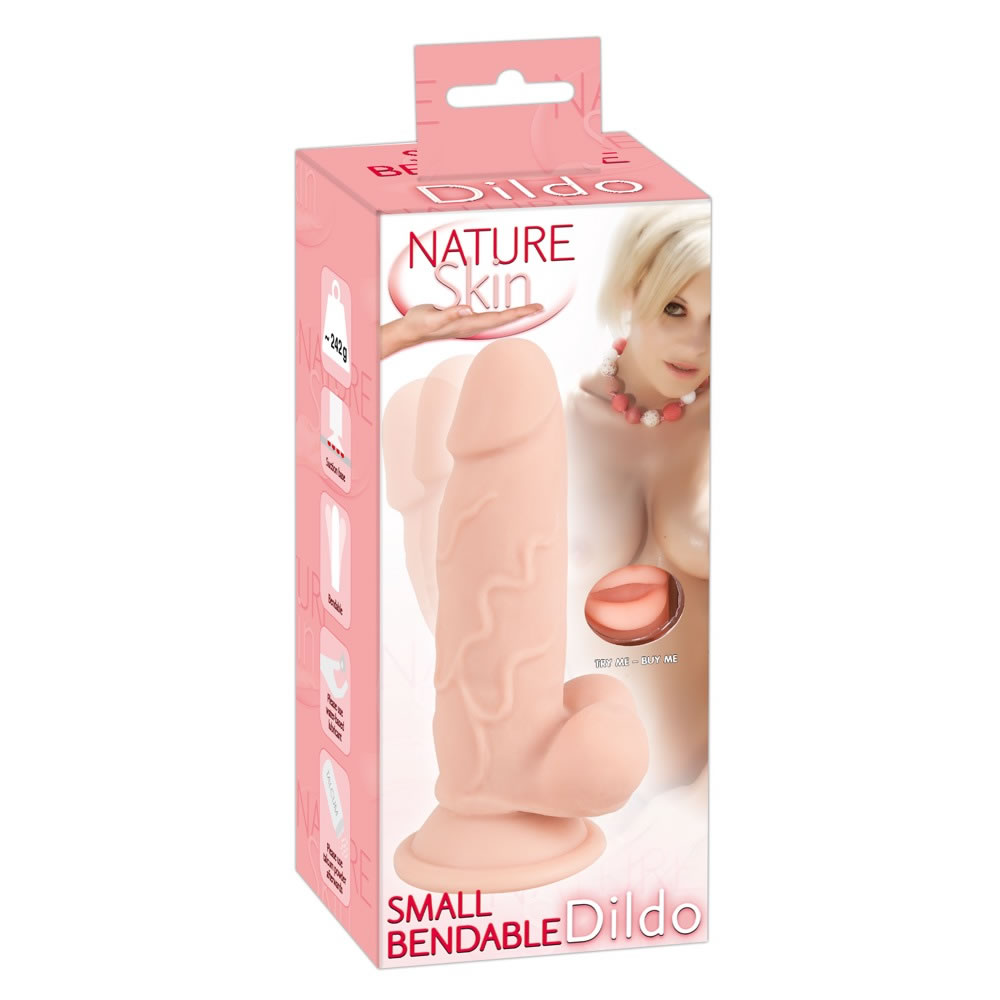 Nature Skin Small Bendable Dildo 17 cm with Suction Base