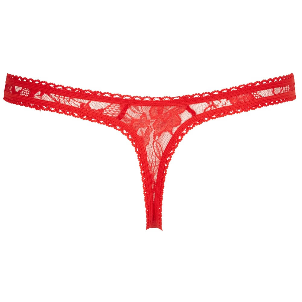 Red Crotchless Lace-String