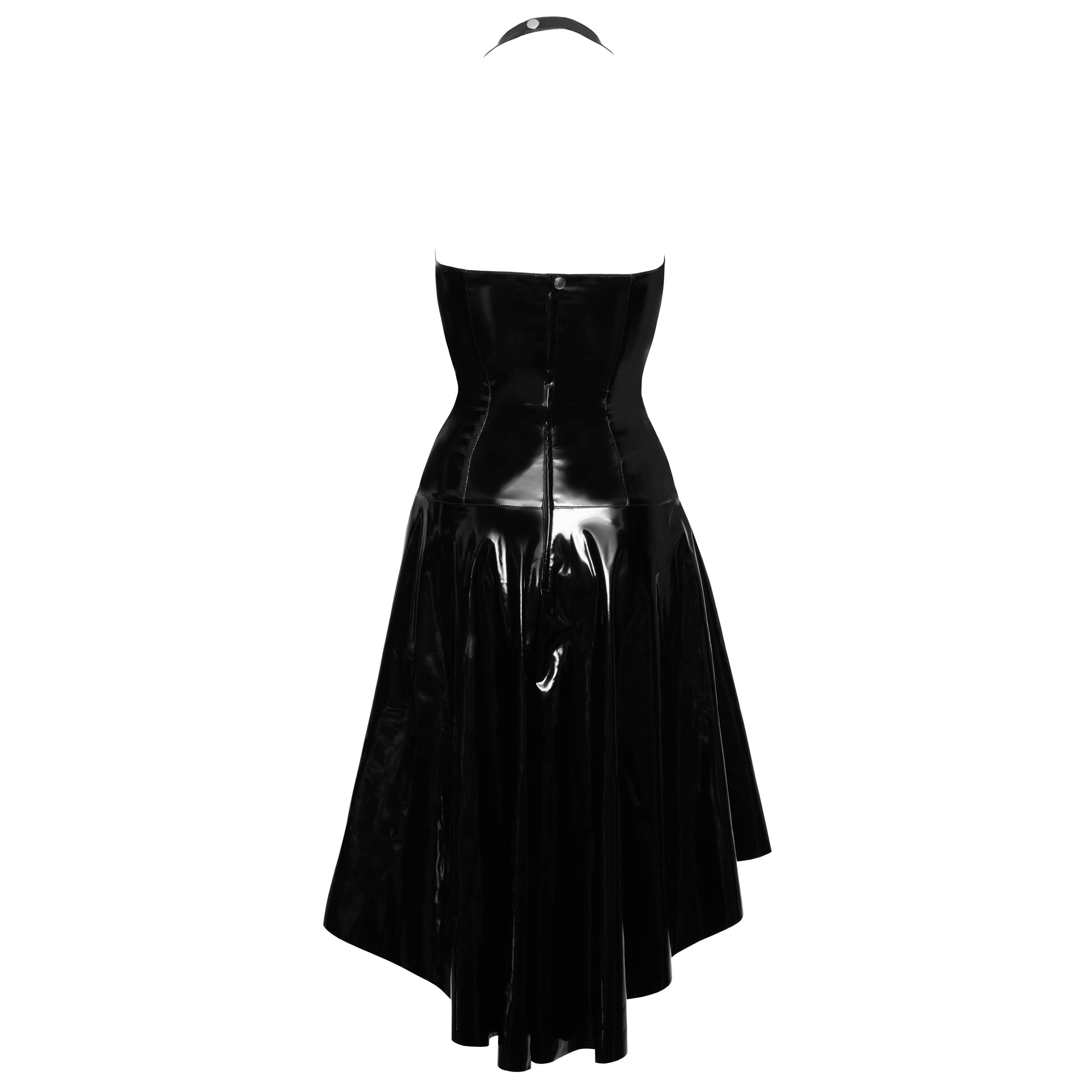 Vinyl dress with laced cleavage in black