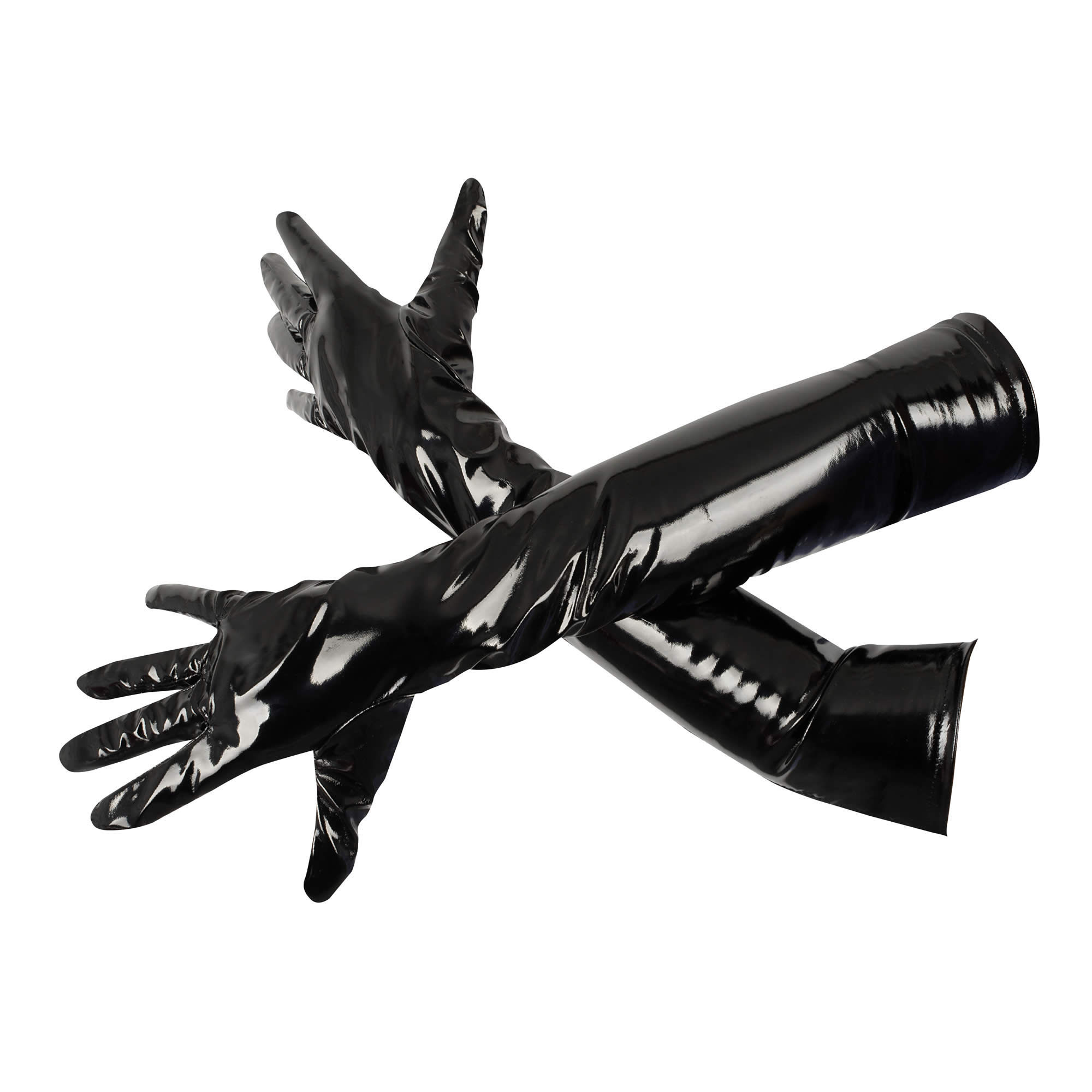 Lack-Handschuhe in Schwarz