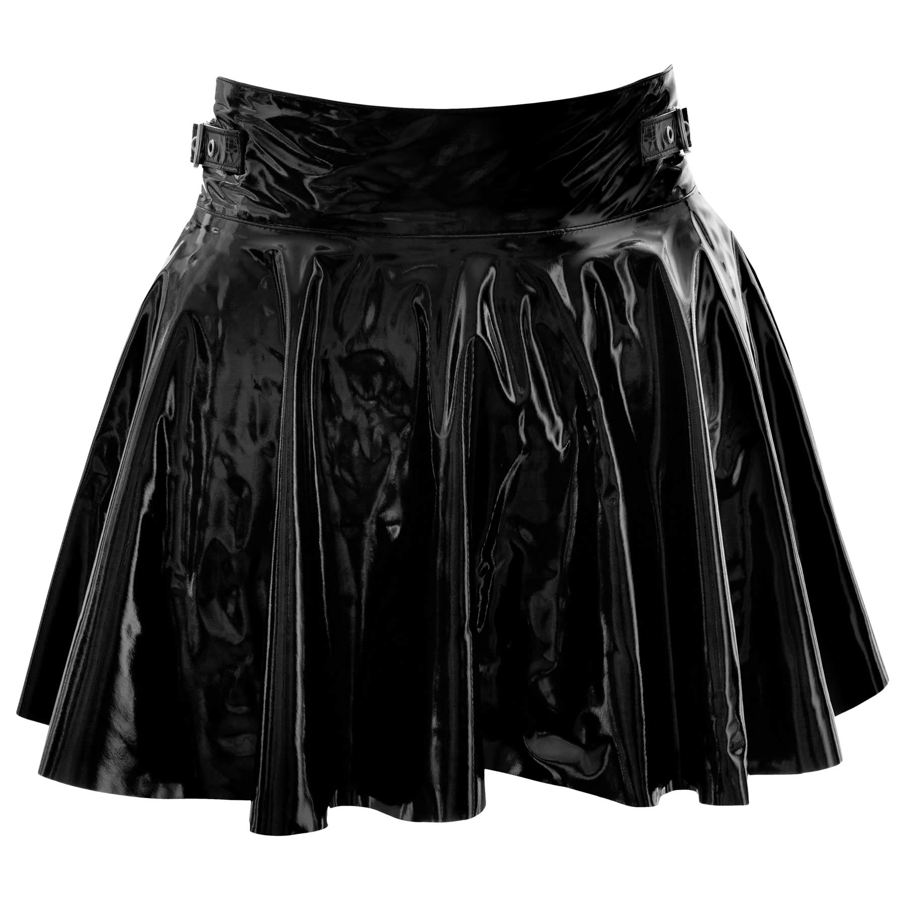 Lak nederdel i sort med lynls