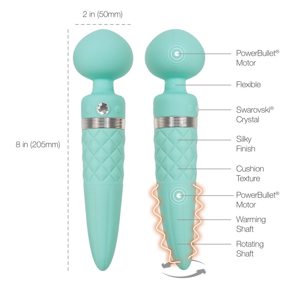Pillow Talk Sultry Massage Wand and Vibrator with Warm and Swarovski Crystal