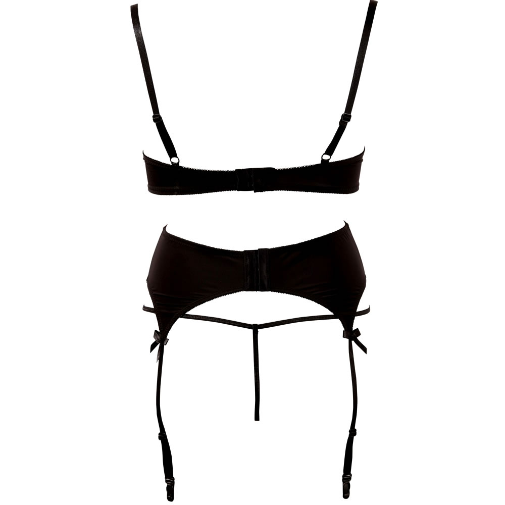 Shelf Cup Bra with String and Suspender Belt