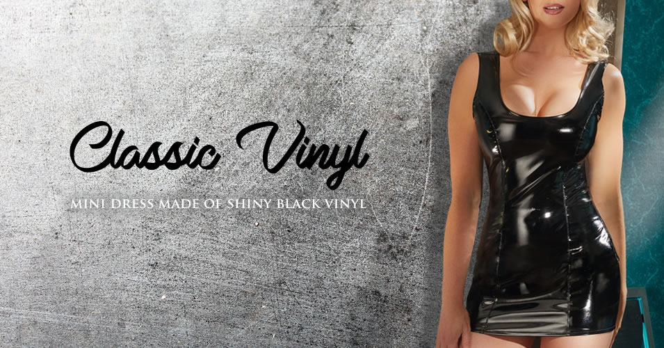 Vinyl Mini Dress in Black
