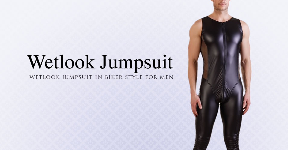 Wetlook Jumpsuit with Net Inserts