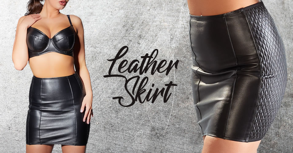 Leather Mini Skirt with Biker-Style