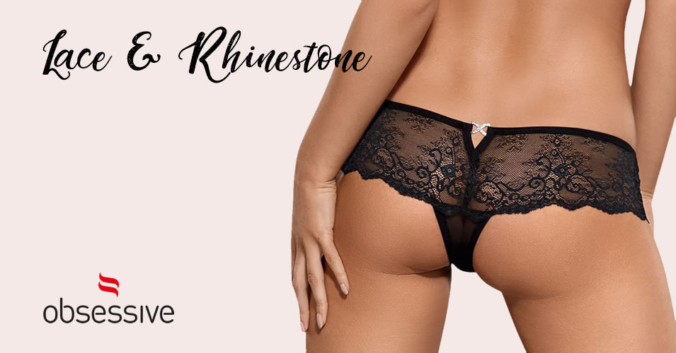 Obsessive Lace Panties with Rhinestones