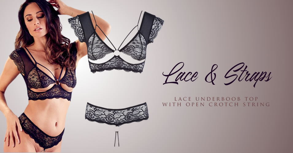 Cage Strap Lace Top & String