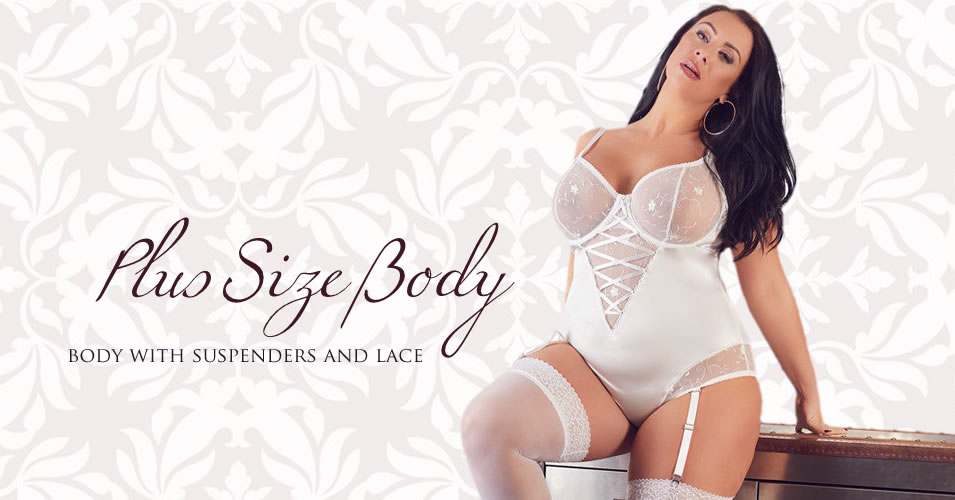 Plus Size Body with Suspenders in White