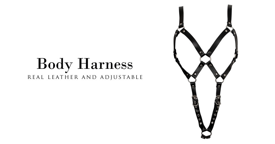 Body Harness aus Echtleder, mit verstellbaren Schnallen