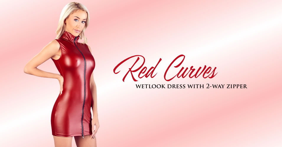 Red Wetlook Mini Dress with 2-way X