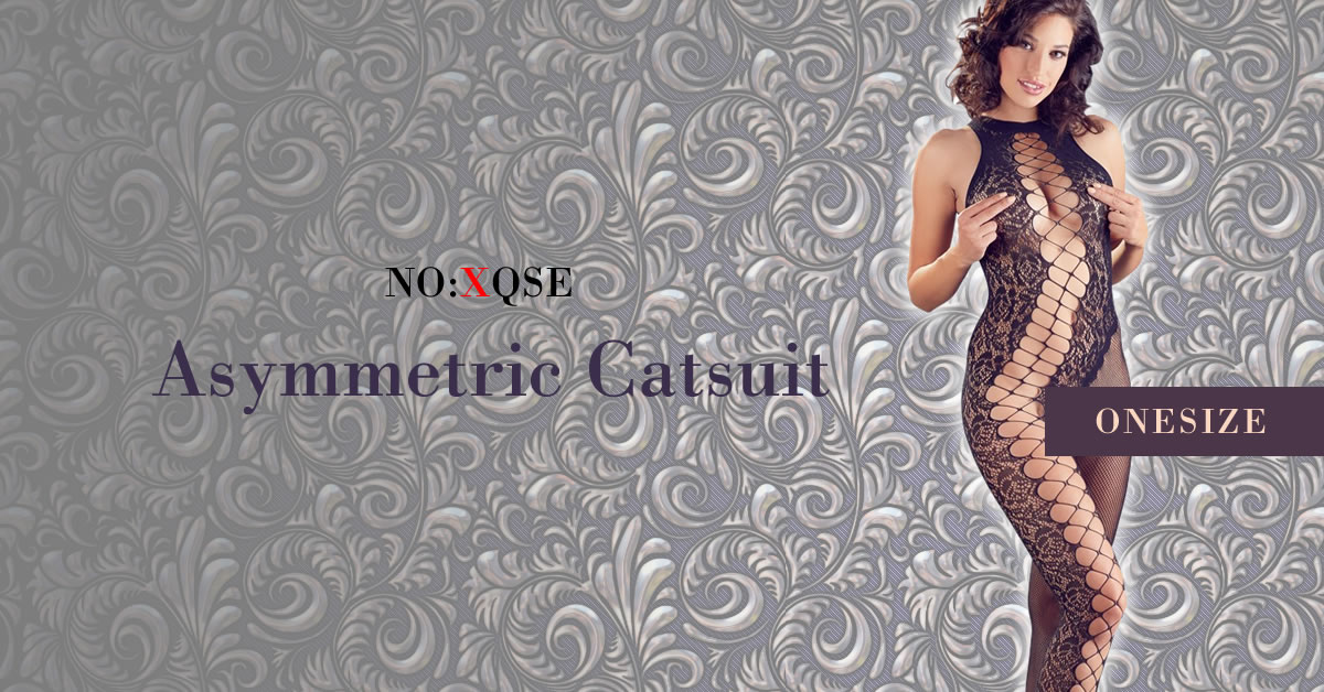 Catsuit with Asymmetric Mesh and Lace