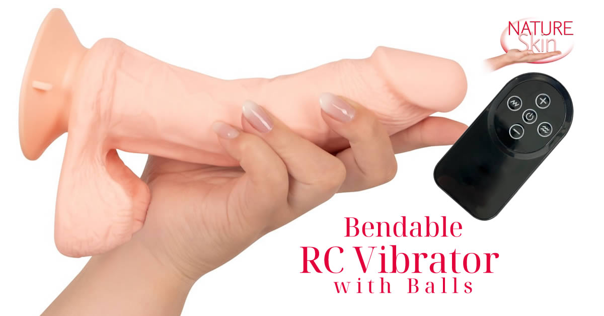 Nature Skin Bendable RC Vibrator with Balls and Suction Base