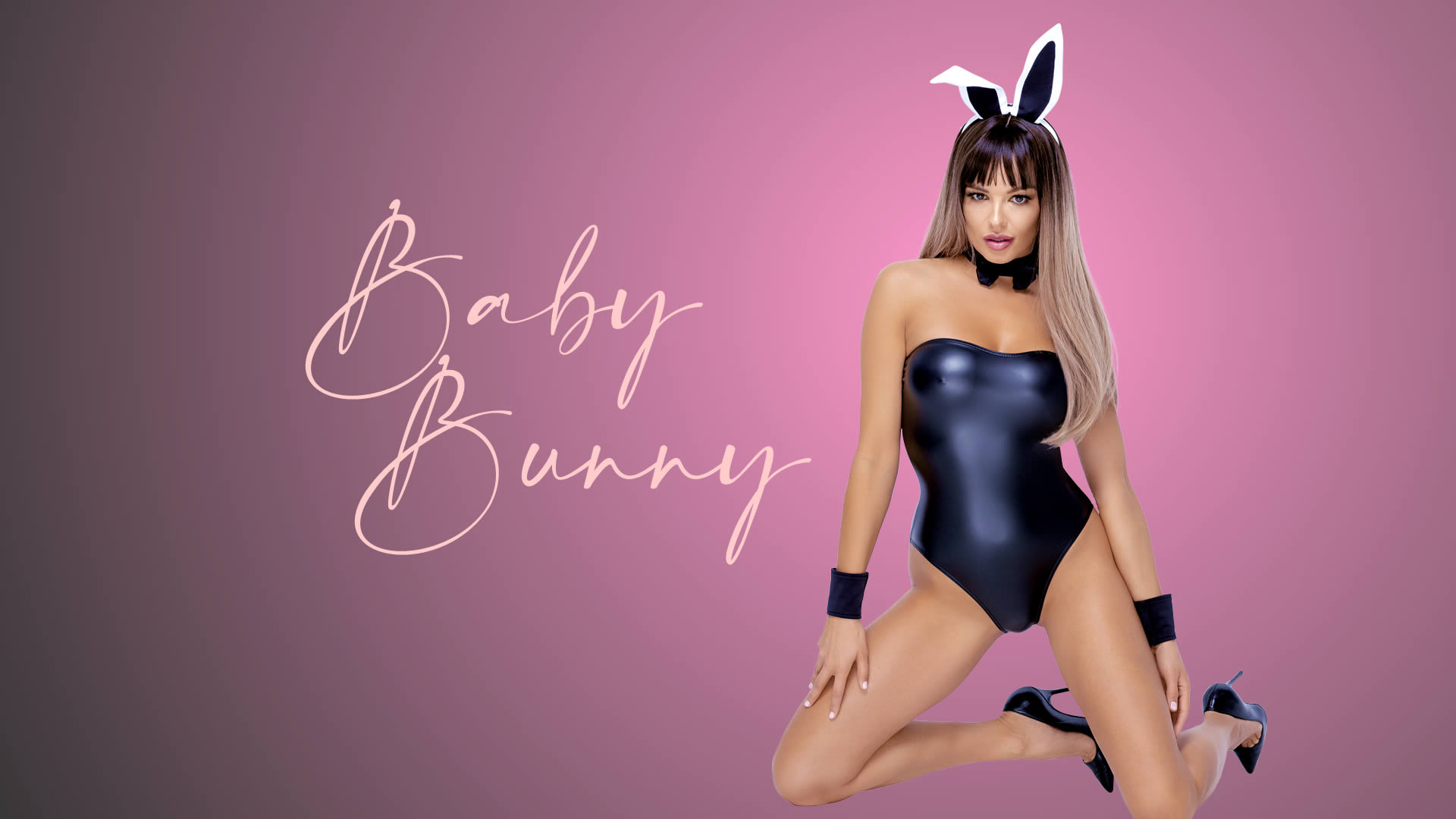 Wetlook Bunny Costume with Ears and Butterfly