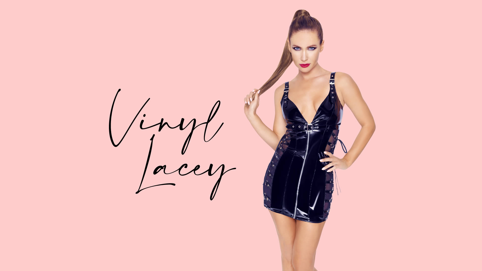 Vinyl Dress with Lacing and Stretch