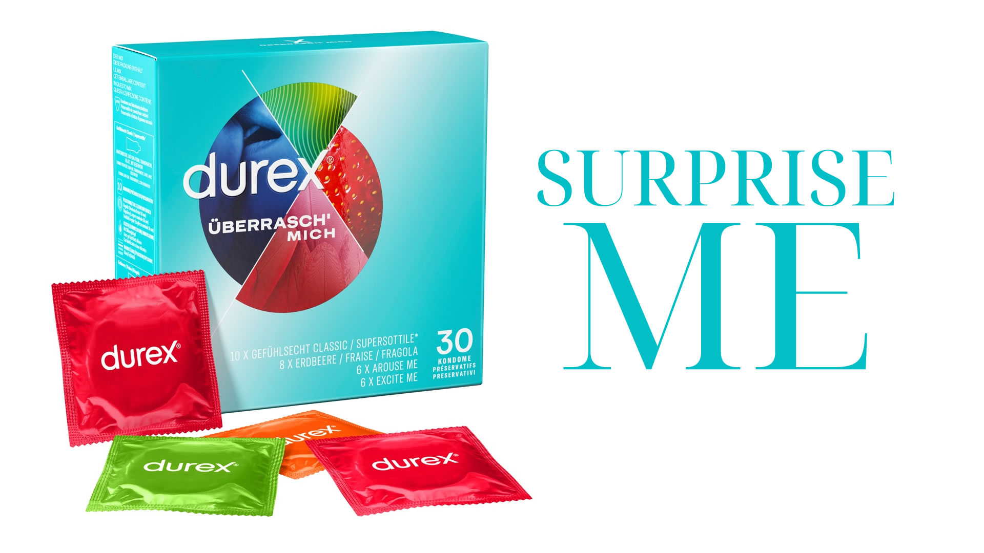Durex berrasch Mich Kondom mit 4 verschiedenen Sorten
