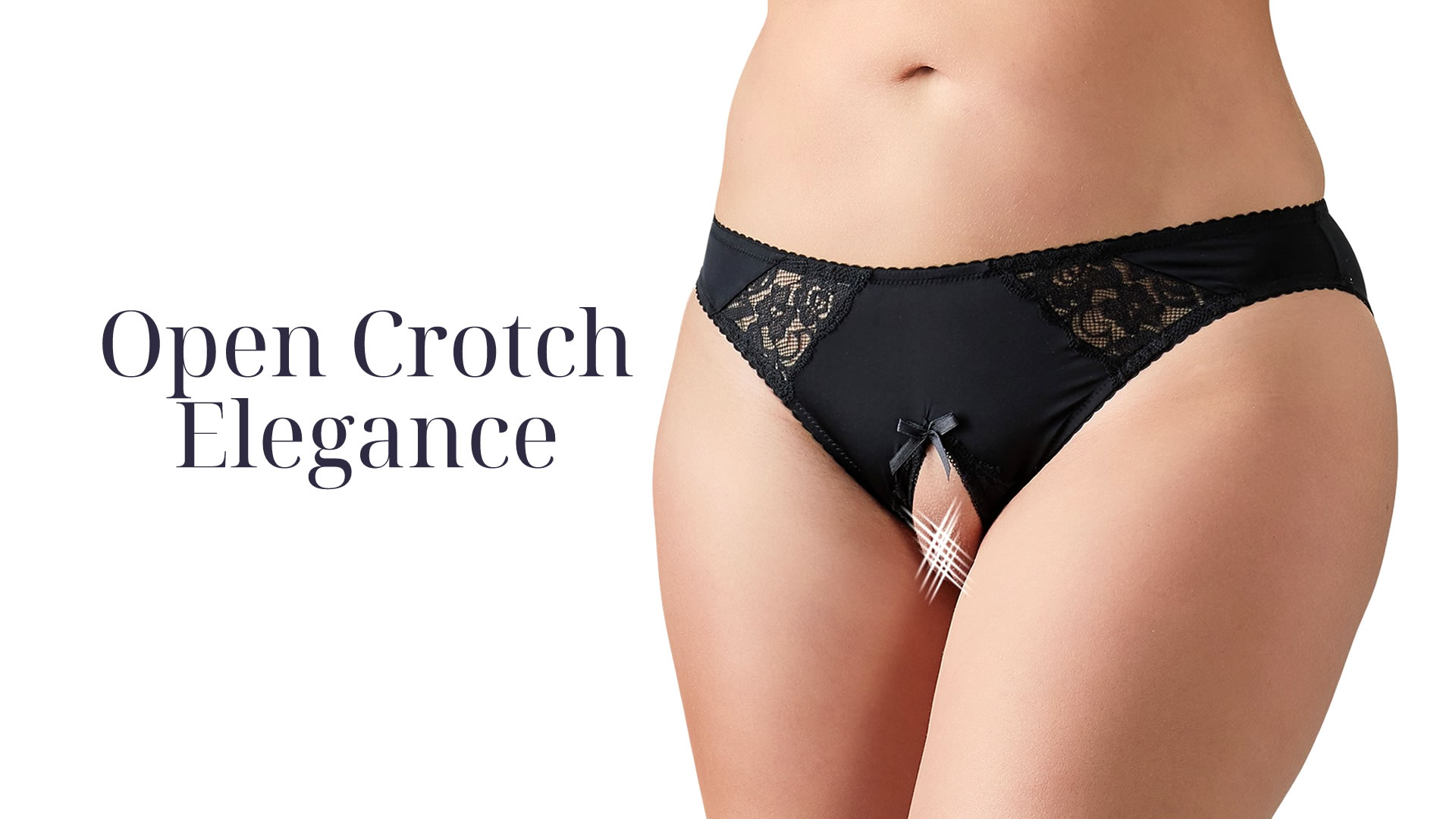 Open Crotch Plus Size Breif with Lace and Bow