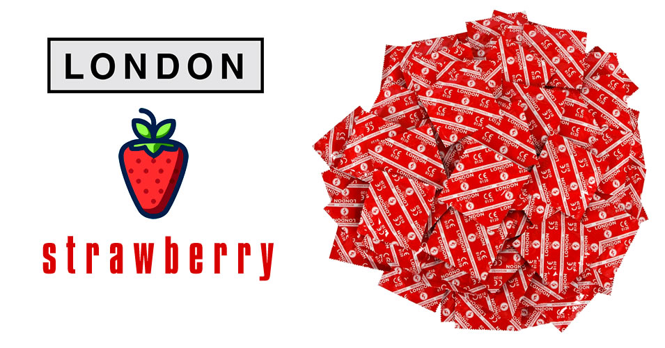 London Red Condom with Stawberry scent