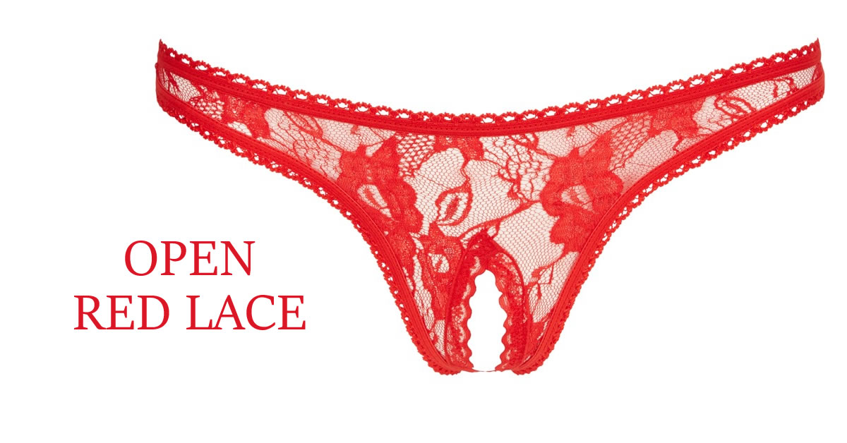 Red Crotchless Lace-String