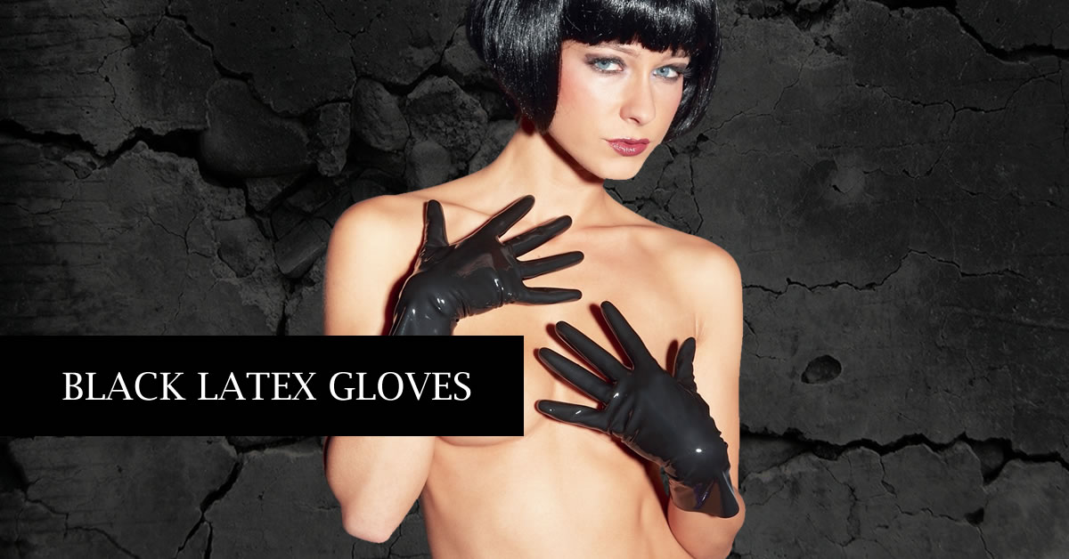 Kurze Latex Handschuhe in Schwarz