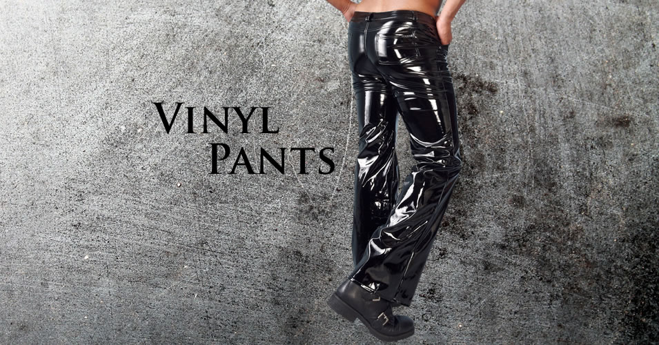 Black Vinyl Pants for Men