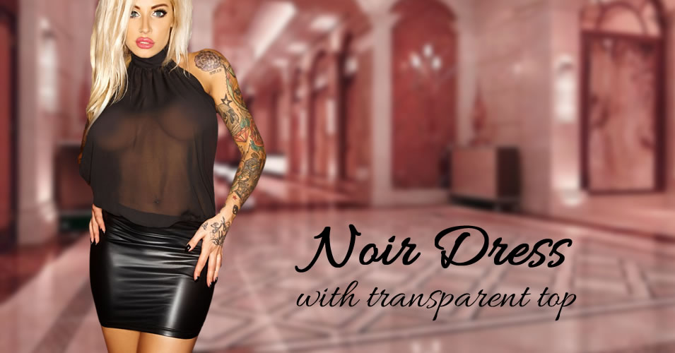 Noir Exclusive Mini Dress with Transparent Top