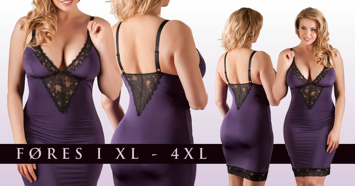 Plus Size Lingeri Dress in Purple with Lace
